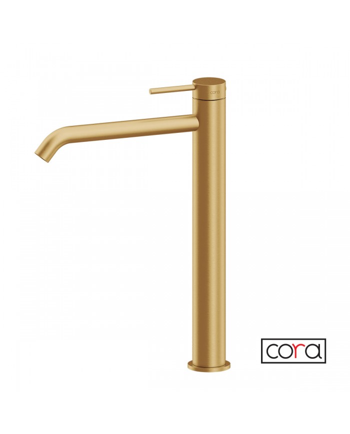 Μπαταρία Νιπτήρα Ψηλή με Βαλβίδα Clic-Clac Cora Cosmo PVD Gold Brushed Inox 316L