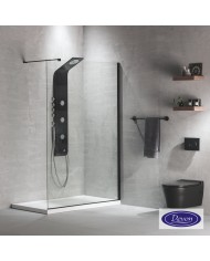 Fixed Shower Partition Clear Glass 8mm Devon Iwis Walk-in 100 (97-99cm) Clean Glass Black Matt h220cm