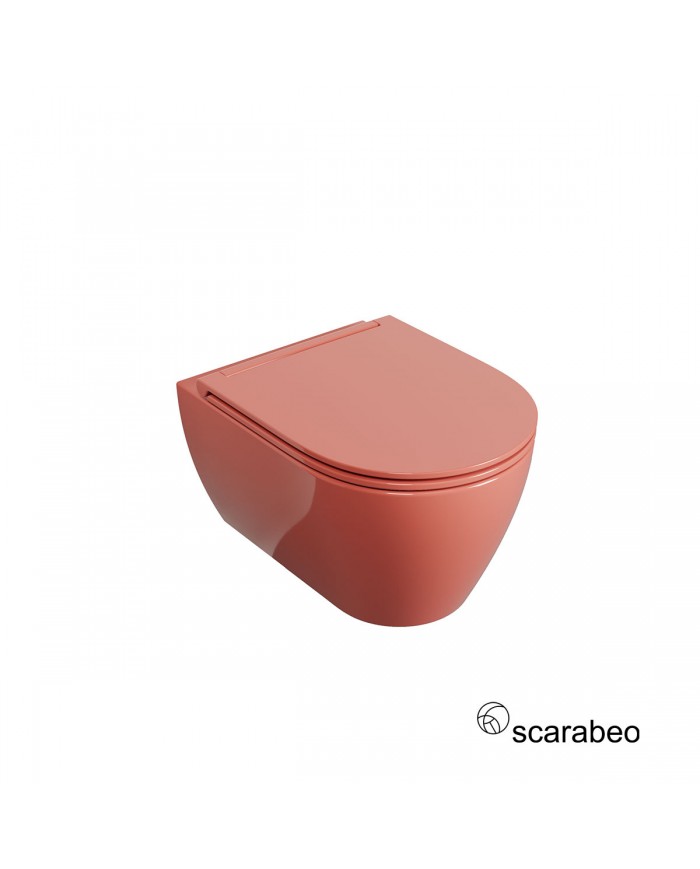 Λεκάνη Κρεμαστή Scarabeo Glam 50,5cm Twist με κάλυμμα Slim Soft Close Χρώμα: Peach Glossy