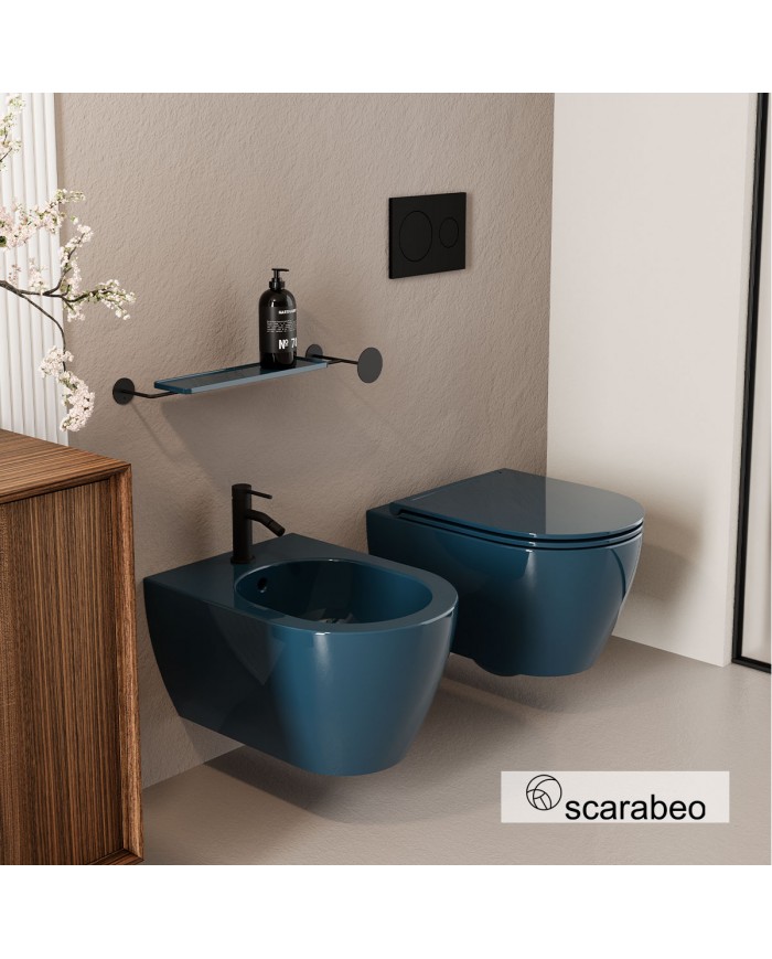 Λεκάνη Κρεμαστή Scarabeo Glam 50,5cm Twist με κάλυμμα Slim Soft Close Χρώμα: Ocean Glossy