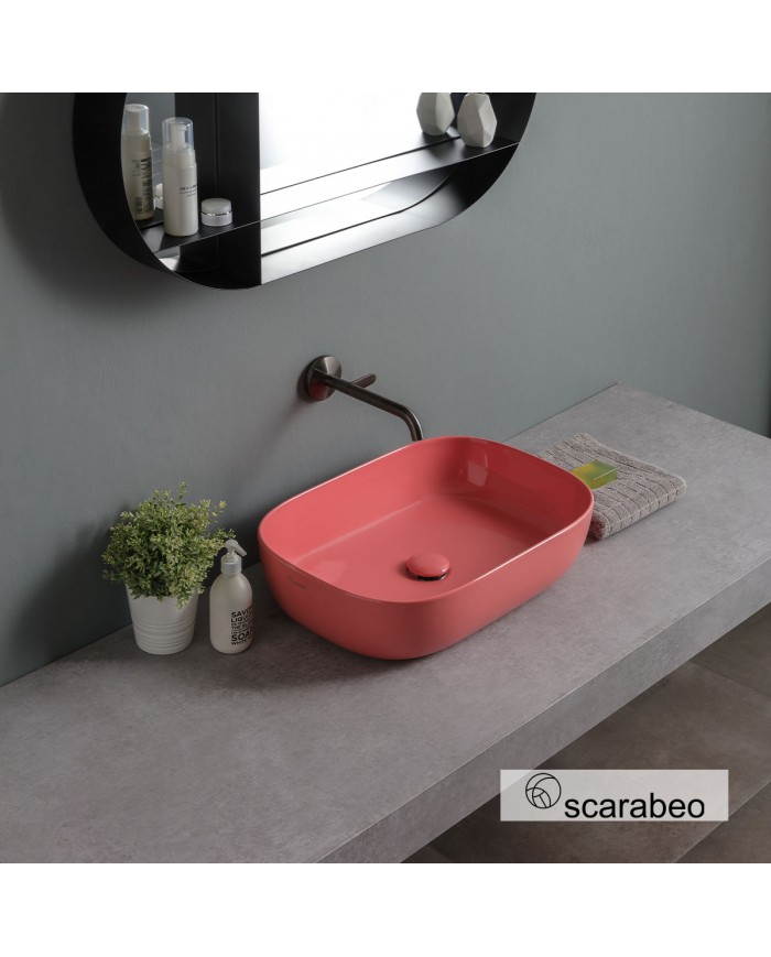 Porcelain Tabletop Washbasin Scarabeo Glam 56x39 Color: Peach Glossy