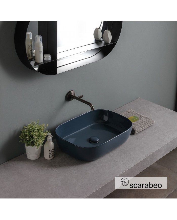 Porcelain Tabletop Washbasin Scarabeo Glam Ocean Glossy 56x39