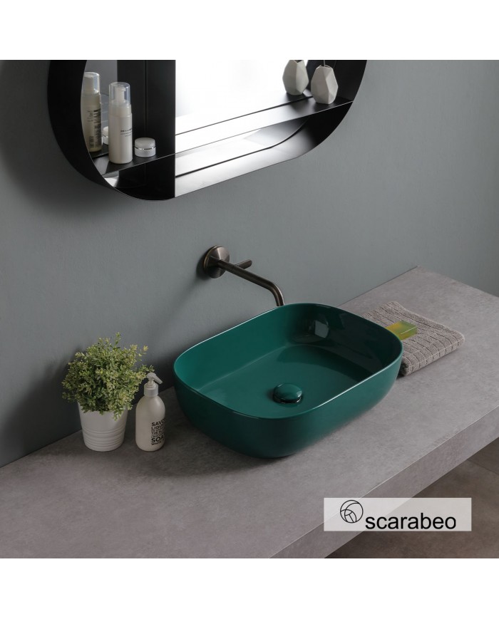Porcelain Tabletop Washbasin Scarabeo Glam 56x39 Color: Musk Glossy