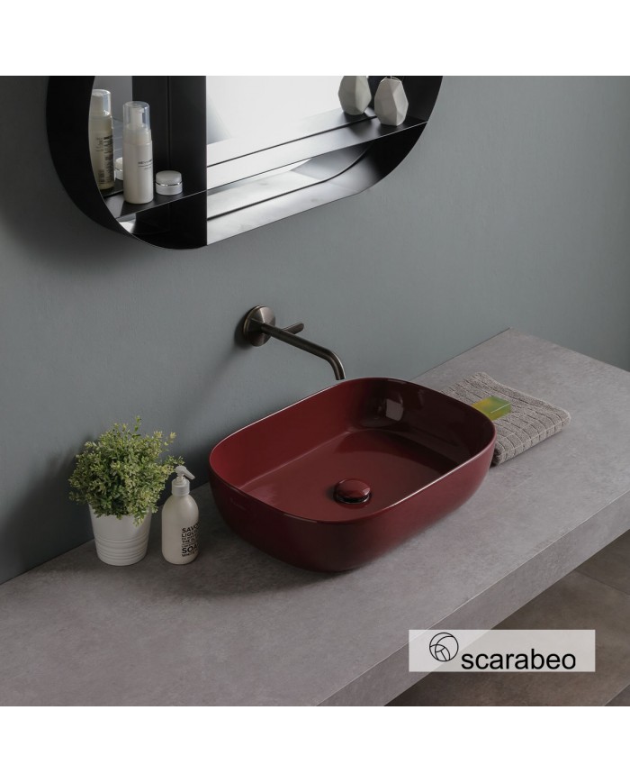 Νιπτήρας Πορσελάνης Επιτραπέζιος Scarabeo Glam 56x39 Χρώμα: Cherry Glossy