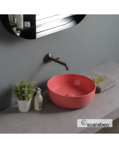 Νιπτήρας Πορσελάνης Επιτραπέζιος Scarabeo Glam Φ39 Χρώμα: Peach Glossy