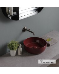 Porcelain Tabletop Washbasin Scarabeo Glam Φ39 Color: Cherry Glossy