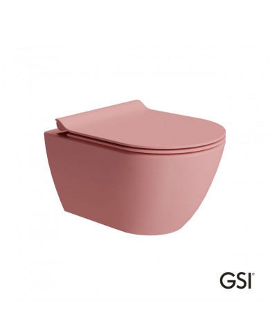 Wall-hung toilet Pura/50 Swirlflush with MS86SC Super Slim Soft Close cover, GSI Blush Matt