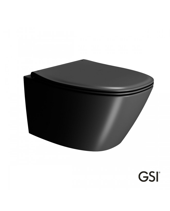 Λεκάνη Κρεμαστή Rimless GSI Modo Plus / 54 Swirl Ardesia με Κάλυμμα Βακελίτη Slim Soft Close αποσπώμενο (54cm)