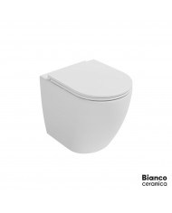 Λεκάνη Bianco Ceramica Lenta / 52cm BTW Rimless Λευκή με Slim Κάλυμμα Soft Close, Πισωστόμια