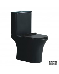 Λεκάνη Σετ Χ.Π Bianco Ceramica Aida AD 120 Rimless Black Matt με Καζανάκι με Slim Κάλυμμα Soft Close, Πισωστόμια