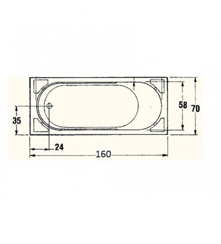 Μπανιέρα Ακρυλική Sanitec Gloria 517 Ορθογώνια (160 x 70cm)