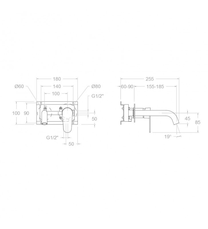 Built-in Washbasin Mixer Ramon Soler Alexia 19cm 362101NM