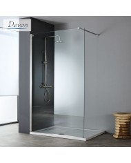 Fixed Shower Partition Panel Clear Glass 8mm Devon Iwis Inox Brushed Walk-in 50 (77 to 49cm) Clean Glass h200cm
