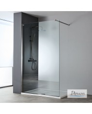 Fixed Shower Partition Clear Crystal 8mm Devon Iwis Inox PVD Black Brushed Walk-in 90 (86-88cm) Clean Glass h220cm