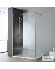 Fixed Shower Partition Clear Crystal 8mm Devon Iwis Inox PVD Gold Brushed Walk-in 100 (96-98cm) Clean Glass h220cm