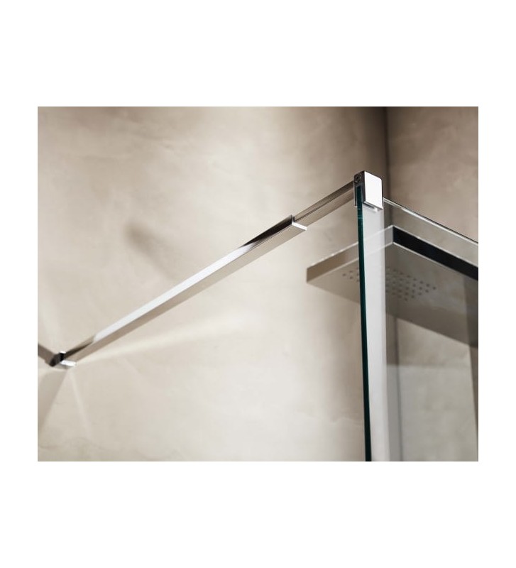 Fixed Partition Shower Panel Tema Free Nanotechnology Chrome 80x195 cm Transparent Crystal With Antiride