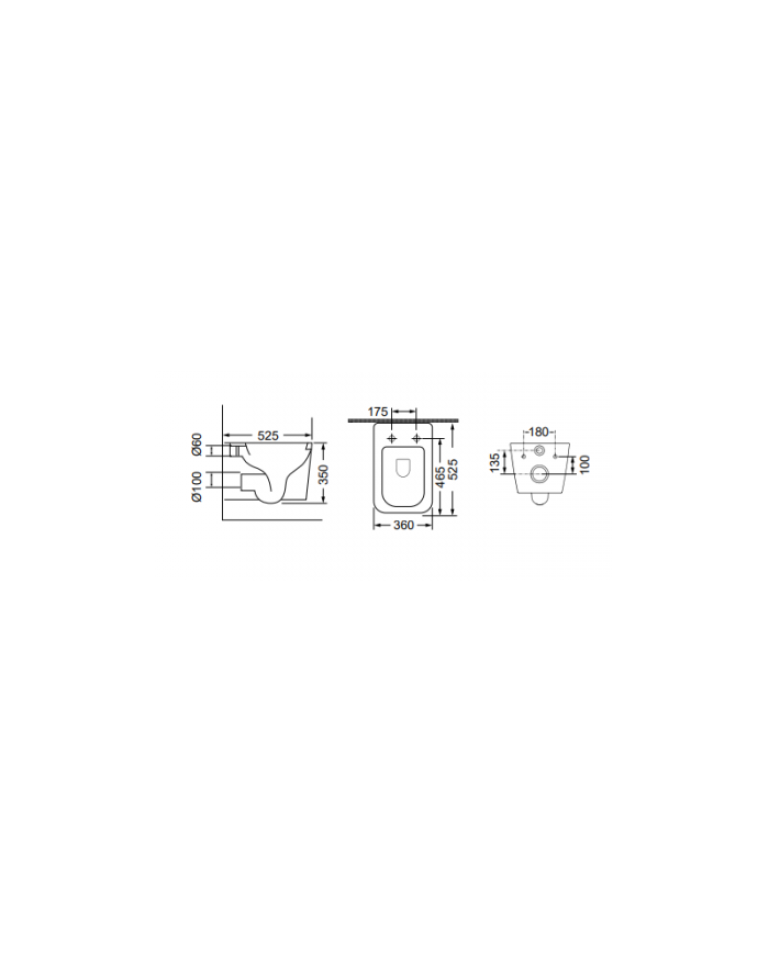 Rimless Wall-Hung Toilet Bianco Ceramica Lexa LX 110 with Removable Bakelite Slim Soft Close Cover (52.5cm) Color: White
