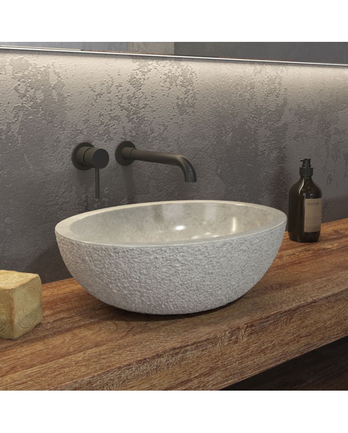 Natural Stone Countertop Washbasin Leonor Soph Cream Karag 45x35x15cm