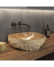 Tabletop Washbasin made of Natural Stone Onyx Sunset Karag Ø40-45x15cm