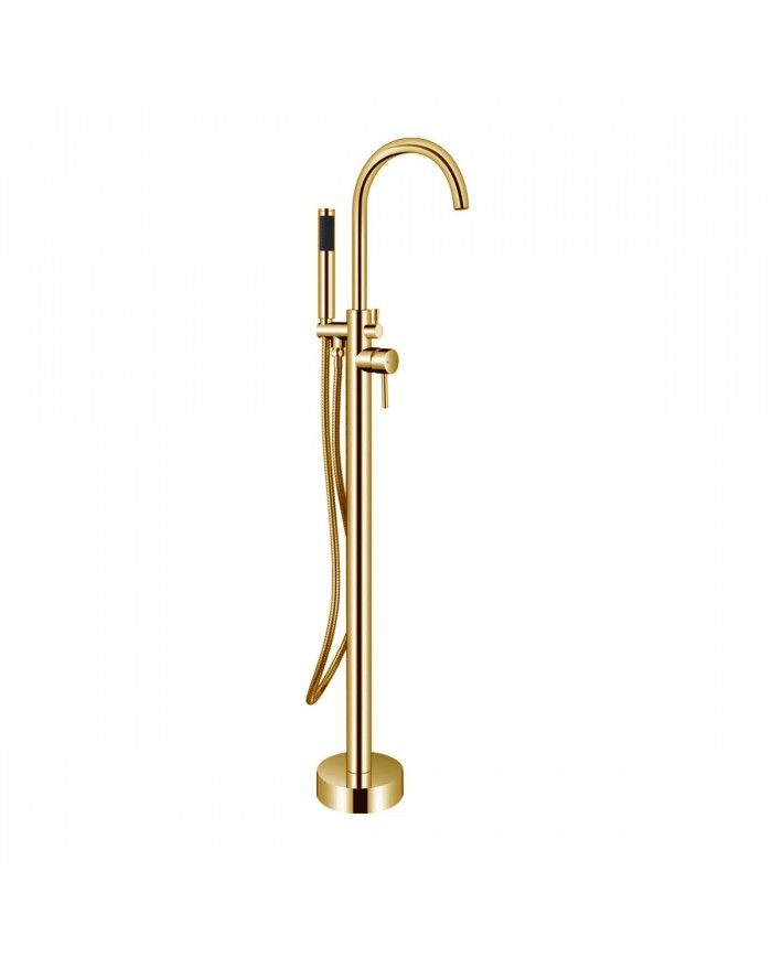 Floor-mounted Bath - Bathtub Mixer with Telephone and Unbreakable Spiral Karag Artemis Oro S12323 (5206836080192)