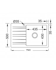 Duralit White Synthetic Heavy Duty Inset Sink with One Bowl & Apron 79x50