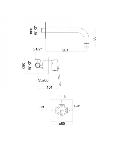 Fiore Kevon Chrome Built-in Basin Mixer (81CR7527)