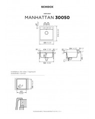 Νεροχύτης Ένθετος Schock Cristalite Manhattan Μία Γούρνα 49x51 Χρώμα: Concrete Granite