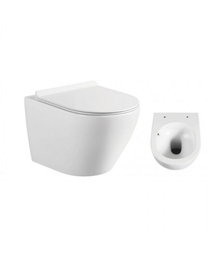 Wall-hung Toilet Inter Ceramic ICC 4937 Tornado-Rimless White with Removable Slim Soft Closing Duroplast Cover