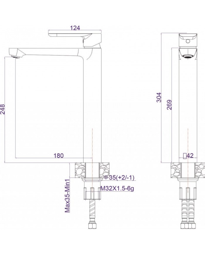 Tall Basin Mixer Inter Ceramic Torino Chrome ICF 111321C