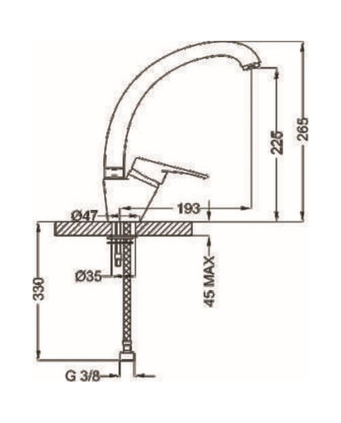 Ambrosiana High Pull-Out Kitchen Sink Faucet Beige-Granite