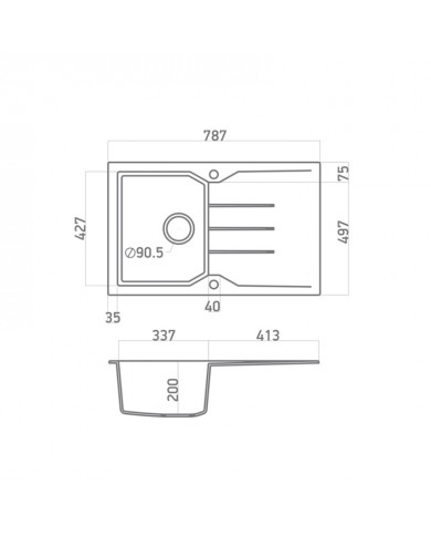 Νεροχύτης Γρανιτένιος Sanitec Ultra Granite 807 79 1B 1D (79X50) Βαρέως Τύπου Αντιστρεφόμενος Επικαθήμενος