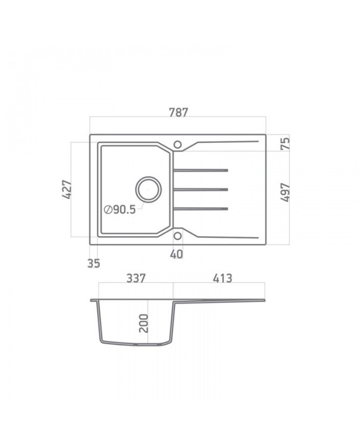 Granite Sink Sanitec Ultra Granite 807 79 1B 1D (79X50) Heavy Duty Reversible