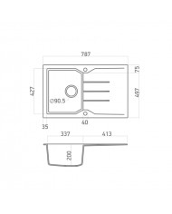 Granite Sink Sanitec Ultra Granite 807 79 1B 1D (79X50) Heavy Duty Reversible