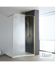 Fixed Shower Partition Safety Glass Fluted 8mm Devon Iwis Walk-in Gold Brushed 70 (67-69cm) Clean Glass h200cm