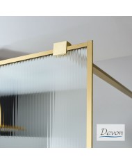 Fixed Shower Partition Safety Glass Fluted 8mm Devon Iwis Walk-in Gold Brushed 70 (67-69cm) Clean Glass h200cm
