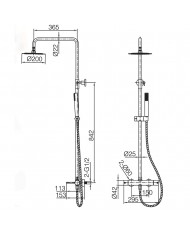 Imex Monza Black Matt 2-Outlet Extendable Shower Column with Faucet & Tilting Head & Telephone (BDM039/NG)
