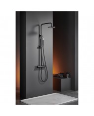 Imex Monza Black Matt 2-Outlet Extendable Shower Column with Faucet & Tilting Head & Telephone (BDM039/NG)