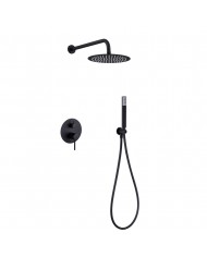 Built-in Complete Bathroom Set Imex Monza Black Matt 2 Outlet Mixer & Inox Bell Ø25cm & Telephone & Bracket (GPM039/NG)