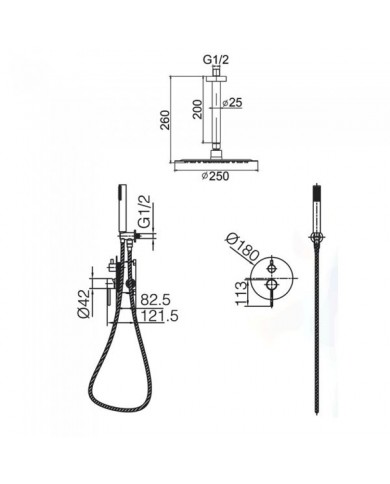 Εντοιχιζόμενο Πλήρες Σετ Λουτρού Imex Tivoli Black Matt Μίκτης 2 Εξόδων & Κώδωνας Οροφής Inox Ø25εκ & Τηλέφωνο  (GPΤ039/NG)