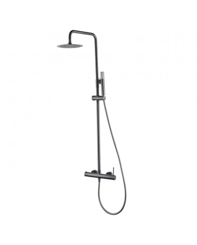 Στήλη Ντουζ Επεκτεινόμενη 2 Εξόδων Imex Monza Black Gun Metal PVD Μπαταρία & Ανακλινόμενη Κεφαλή & Τηλέφωνο(BDM039/BGM)