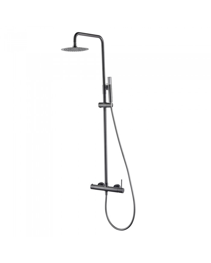 Στήλη Ντουζ Επεκτεινόμενη 2 Εξόδων Imex Monza Black Gun Metal PVD Μπαταρία & Ανακλινόμενη Κεφαλή & Τηλέφωνο(BDM039/BGM)