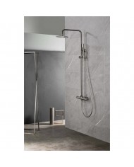 Στήλη Ντουζ Επεκτεινόμενη 2 Εξόδων Imex Monza Black Gun Metal PVD Μπαταρία & Ανακλινόμενη Κεφαλή & Τηλέφωνο(BDM039/BGM)