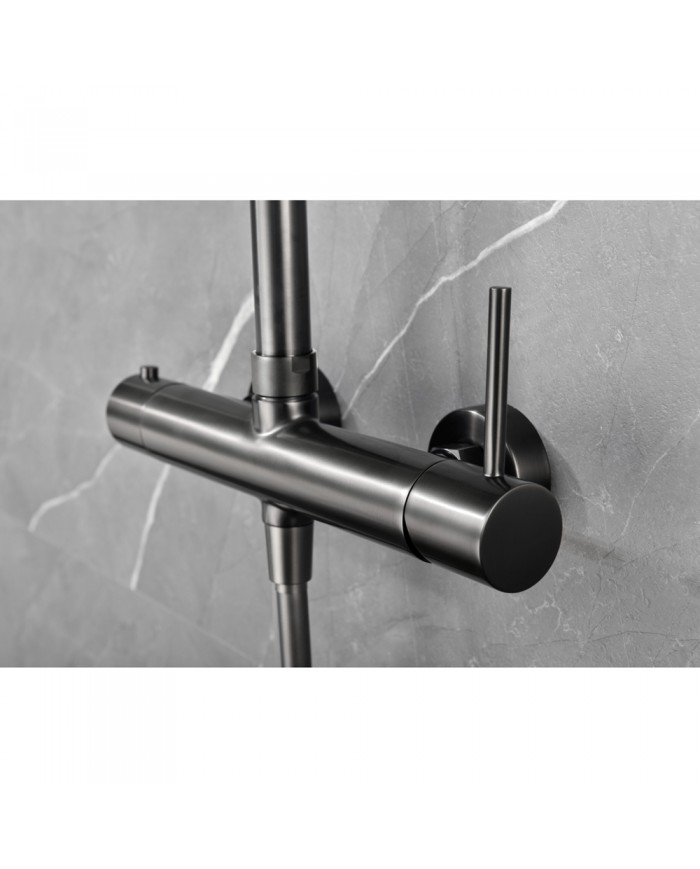 Στήλη Ντουζ Επεκτεινόμενη 2 Εξόδων Imex Monza Black Gun Metal PVD Μπαταρία & Ανακλινόμενη Κεφαλή & Τηλέφωνο(BDM039/BGM)