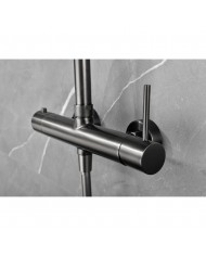 Στήλη Ντουζ Επεκτεινόμενη 2 Εξόδων Imex Monza Black Gun Metal PVD Μπαταρία & Ανακλινόμενη Κεφαλή & Τηλέφωνο(BDM039/BGM)