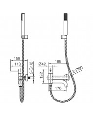 Imex Monza Black Gun Metal PVD Bathroom Mixer Set with Shower Handset, Spiral & Base (BDM039-4BGM)