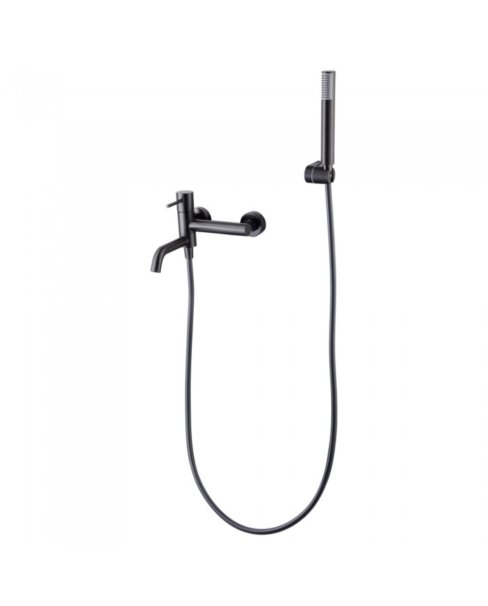 Imex Monza Black Gun Metal PVD Bathroom Mixer Set with Shower Handset, Spiral & Base (BDM039-4BGM)