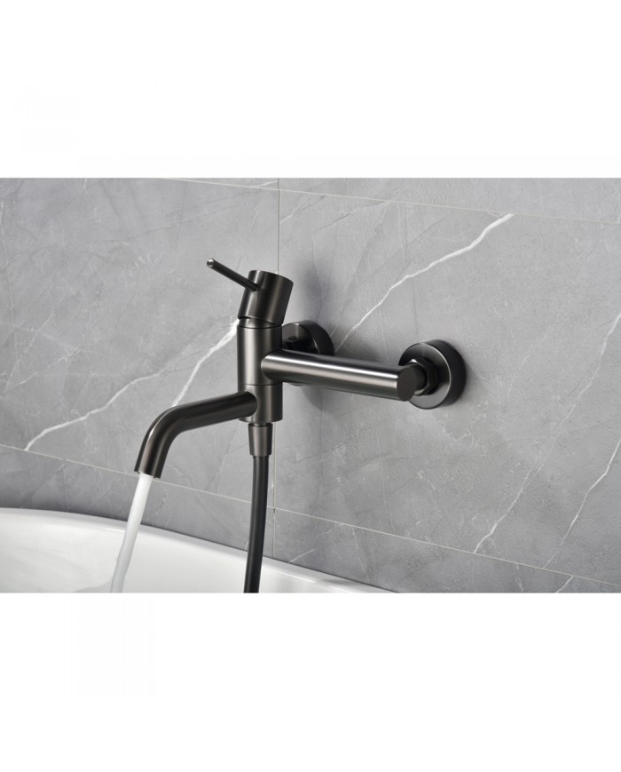 Imex Monza Black Gun Metal PVD Bathroom Mixer Set with Shower Handset, Spiral & Base (BDM039-4BGM)
