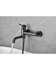 Imex Monza Black Gun Metal PVD Bathroom Mixer Set with Shower Handset, Spiral & Base (BDM039-4BGM)