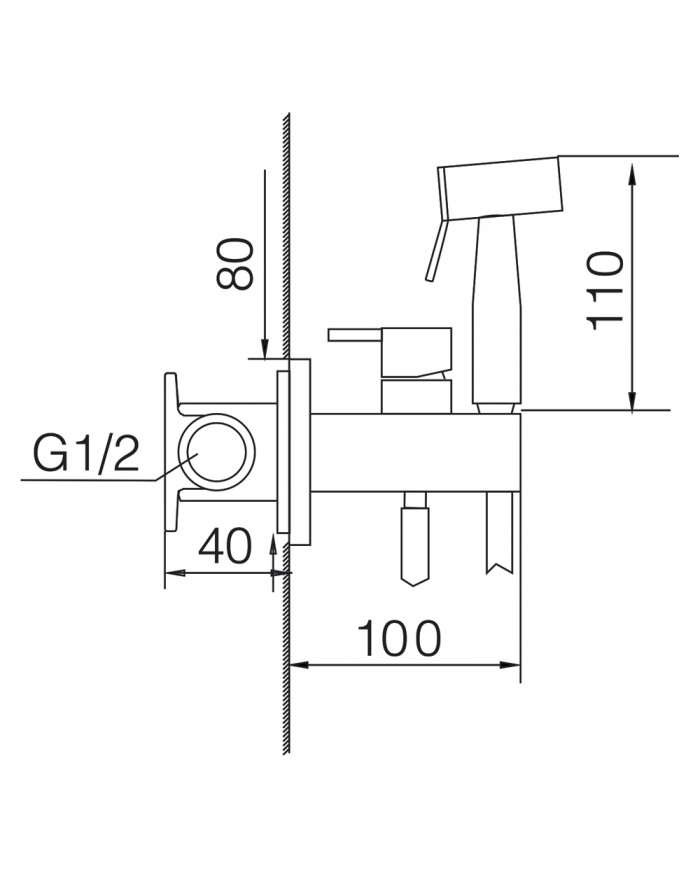Built-in Bidet System Imex Munich Black Gun Metal PVD Mixer & Shower 1 Hole (RDM001/BGM)