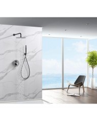 Built-in Complete Bathroom Set Imex Monza Black Gun Metal PVD Mixer 2 Spouts & Inox Bell Ø25cm & Tel. & Bracket (GPM039/BGM)